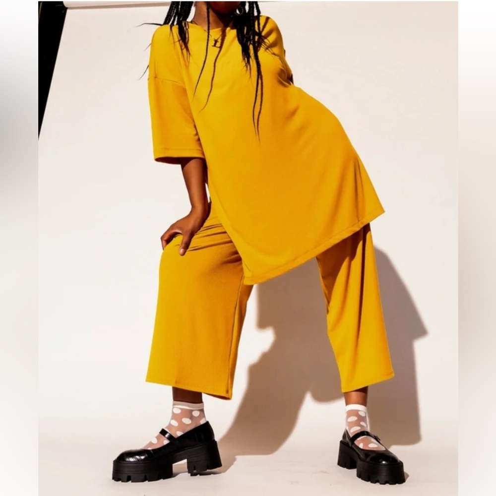 Lex Ribbed Playsuit in Golden Yellow